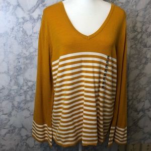 Hannah XL Mustard Yellow Striped Sweater  NWT